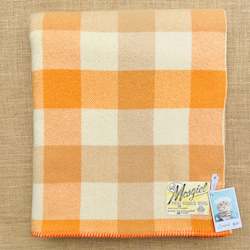 Linen - household: Pastel Mandarin & Taupe SINGLE New Zealand Wool Blanket - Soft!
