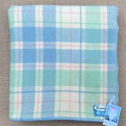 Linen - household: Pretty Mint and Blue KING SINGLE New Zealand Wool Blanket