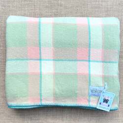 Linen - household: Peach Pink and Moss Green DOUBLE/QUEEN Wool Blanket