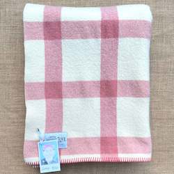 Linen - household: Pink Plaid Classic SINGLE New Zealand Wool Blanket