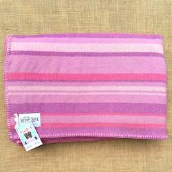 Linen - household: Pretty purple striped DOUBLE New Zealand wool blanket