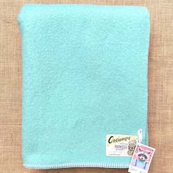 Linen - household: Soft mint solid colour SINGLE New Zealand wool blanket