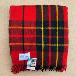 Linen - household: Cherry Red, Gold & Black TRAVEL RUG New Zealand Wool
