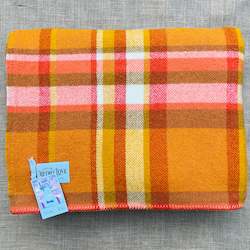 Linen - household: Ultra Bright Retro Orange DOUBLE Pure New Zealand Wool Blanket.