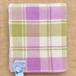 Gorgeous Lavender and Olive SINGLE New Zealand Wool Blanket