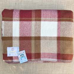 Linen - household: Deep Plum and Olive Retro DOUBLE New Zealand Wool Blanket