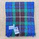 Smooth Blue & Green Classic TRAVEL RUG Pure Wool Blanket