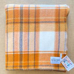 Linen - household: Pumpkin Plaid Retro SINGLE New Zealand Wool Blanket