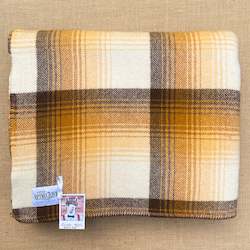 Linen - household: Extra Thick DOUBLE New Zealand Wool Blanket Warm Brown Check