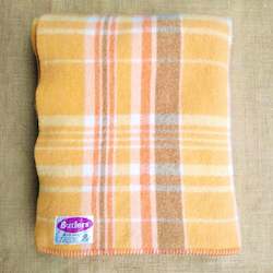 Linen - household: Melon and Orange SINGLE Bright Retro New Zealand Wool Blanket