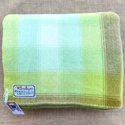 Linen - household: Super Bright Retro Greens & Olive DOUBLE New Zealand Wool Blanket