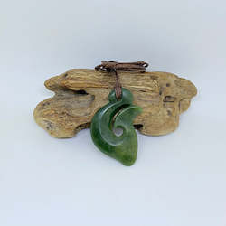 Hei Matau Fish Hook: Small Marsden Flower Jade Hei Matau/Hook pendant
