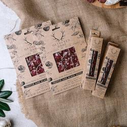 Bacon, ham, and smallgoods: Gathered Game Wild Venison Salami - Truffle and Olive Long Box