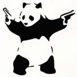 Toy: Panda with guns car decal sticker