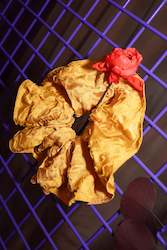 Clothing: Silk Scrunchie ~ Gold Jacquard Silk