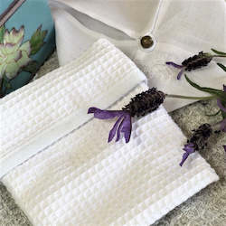 Organic Cotton Waffle Facecloth in embroidered gift bag