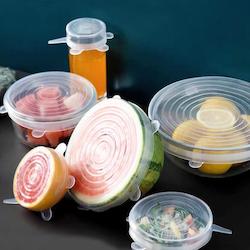 Silicone Reusable Lids & Bowl Covers, clear, 6 Pack