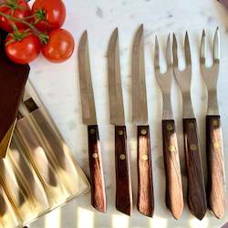 Kitchen Dining: Steak knives & forks set (6), stainless steel c1960s
