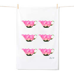 Tea Towel - Pink Petal Jugs