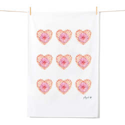 Tea Towel - Dahlia Hearts