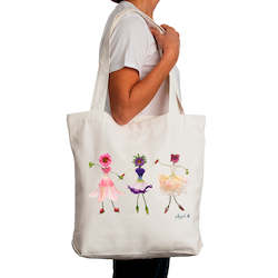 Cotton Canvas Tote Bag. Featuring a different Dancing Girl design on each side. Available in cream only.