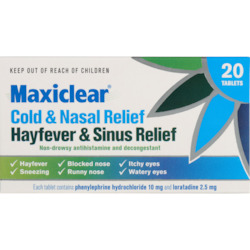 MaxiclearÂ® Cold & Nasal Relief/Hayfever & Sinus Relief