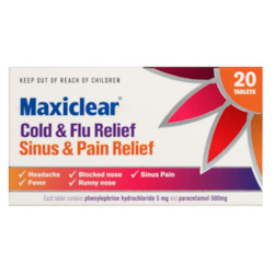 Frontpage: MaxiclearÂ® Cold & Flu/Sinus & Pain Relief Tablets