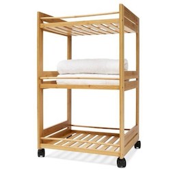 Home Amp Living: Bamboo 3-Tier Trolley with wheels