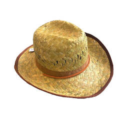 Flax Cowboy Hat Dakota style with brown edge