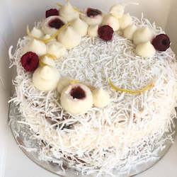Bakery (with on-site baking): Lemon Raspberry Lamington Celebration Cake - small also vegan option
