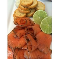 Salmon gravadlax, sliced