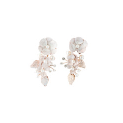 Audre - Rose & Brushed White Bloom With Pearl & Crystal