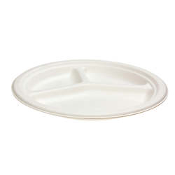Plates Bowls: Sugar Cane - 3 Compartment Plate 10"