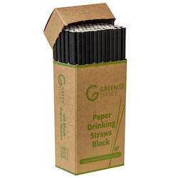 Straws: Paper Straw Straight - 6mm Black