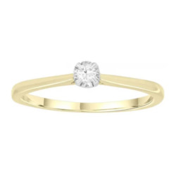 Jewellery: 9ct Yellow Gold Diamond Solitaire Ring
