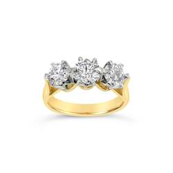Jewellery: 18ct Gold 'Swarovski' Lab-Grown Diamond Trilogy Ring