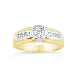 18ct Gold Diamond Bezel-Set Solitaire Ring