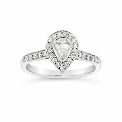 Platinum Pear Shaped Diamond Halo Ring