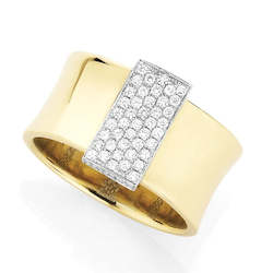 9ct Gold & Diamond Wide Dress Ring