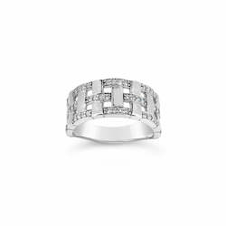 9ct White Gold Weave Pattern Ring