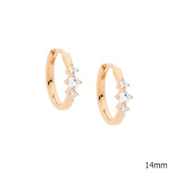 Jewellery: Ellani Rose 3 CZ Hoop Earrings