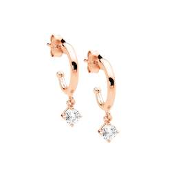 Jewellery: Ellani Rose Hoop CZ Drop Earrings