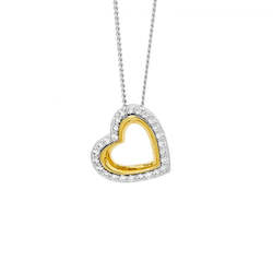 Jewellery: Ellani Two-tone Open Heart Pendant