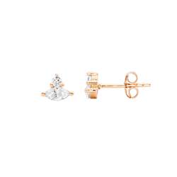Ellani Rose Plated Marquise & Round CZ Stud Earrings
