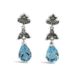 Jewellery: Esse Blue Topaz Pear Shaped Stud Drop Earrings
