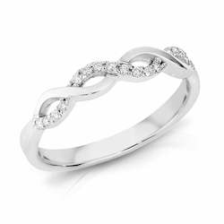9ct White Gold Diamond Twist Ring
