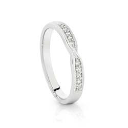 9ct White Gold Diamond Crossover Anniversary Ring