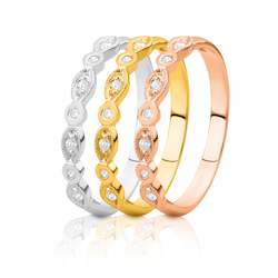 Jewellery: 9ct Yellow Gold Diamond Stacker Ring