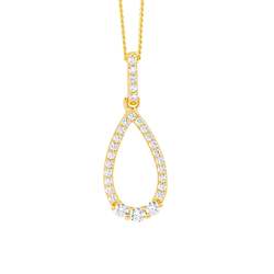 Jewellery: Ellani Gold Plated Open Teardrop Necklace