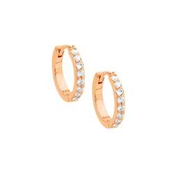 Jewellery: Ellani Rose Gold CZ Huggie Earrings